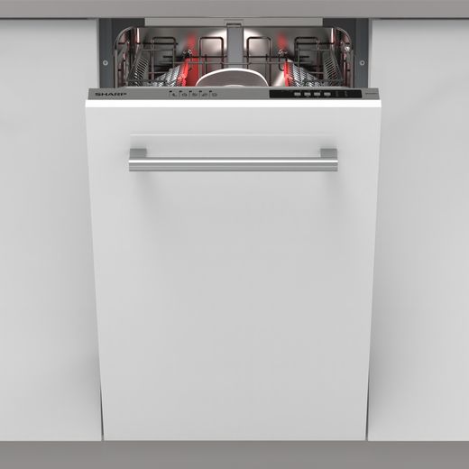 Sharp QW-NS14I49EX-EN Fully Integrated Slimline Dishwasher - Silver Control Panel - E Rated