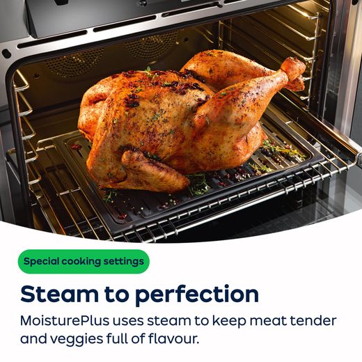 Miele ContourLine Electric Single Oven - Clean Steel -  AO Annotation - MoisturePlus