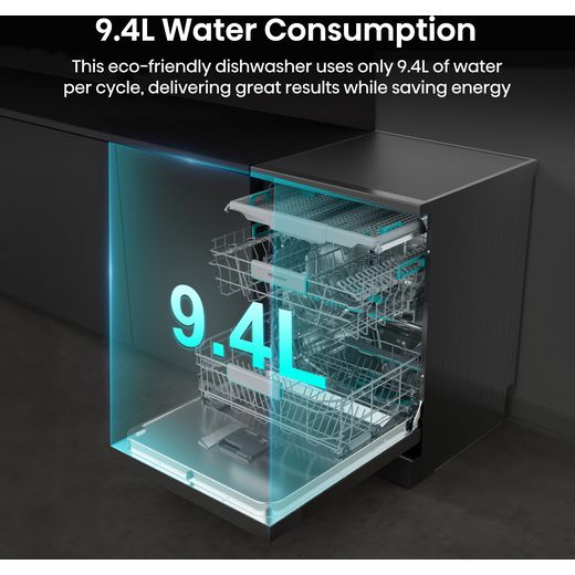 Hisense Standard Dishwasher - Stainless Steel - Annotation - water consumption shot 