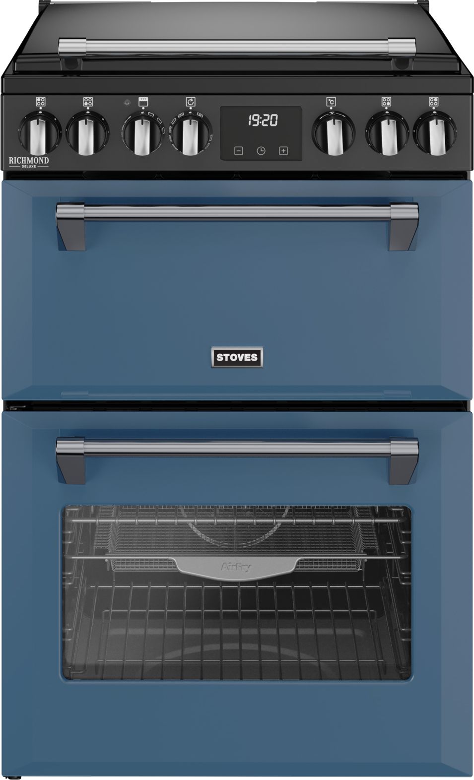Stoves 60cm Freestanding Electric Cooker - 4 Zone Induction Hob - 2 Ovens - TrueTemp™ - Steam & Infuse™ - Twilight Blue