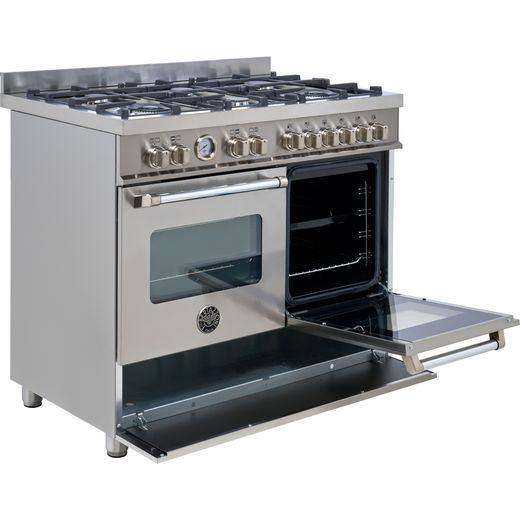 Bertazzoni Master Series 100cm Dual Fuel Range Cooker - Stainless Steel  - Right perspective doors open shot