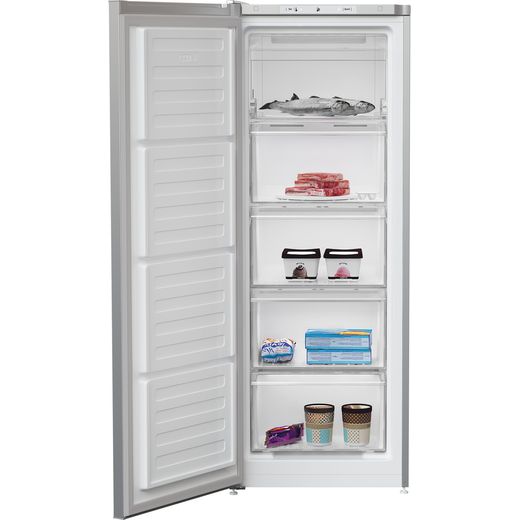 Beko FNE4545S 146cm Small Frost Free Upright Freezer - Silver - Door open