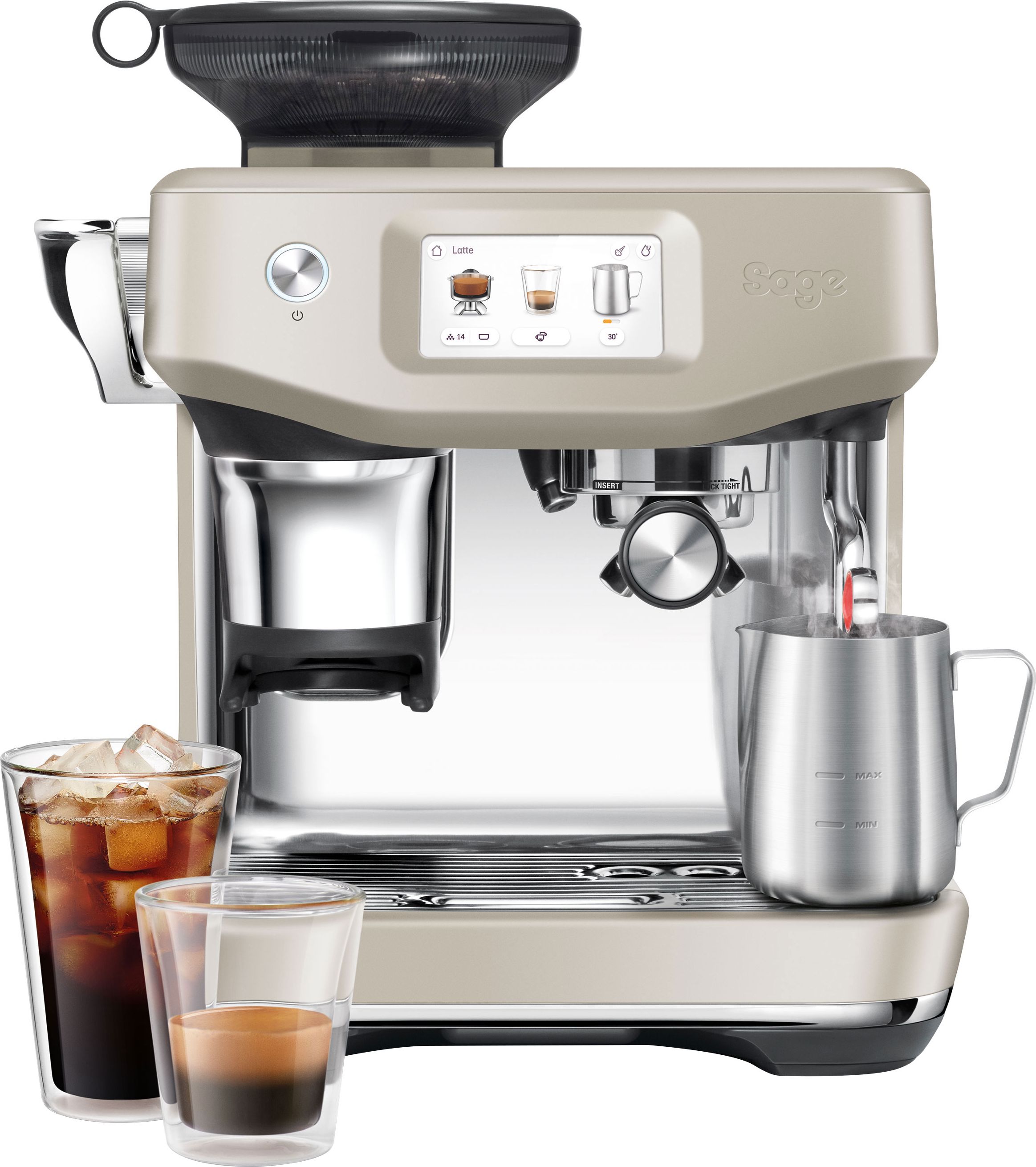 Sage The Barista Touch™ Impress with Cold Brew Espresso Coffee Machine - Almond Nougat - SES882ALM4GUK1, Almond Nougat