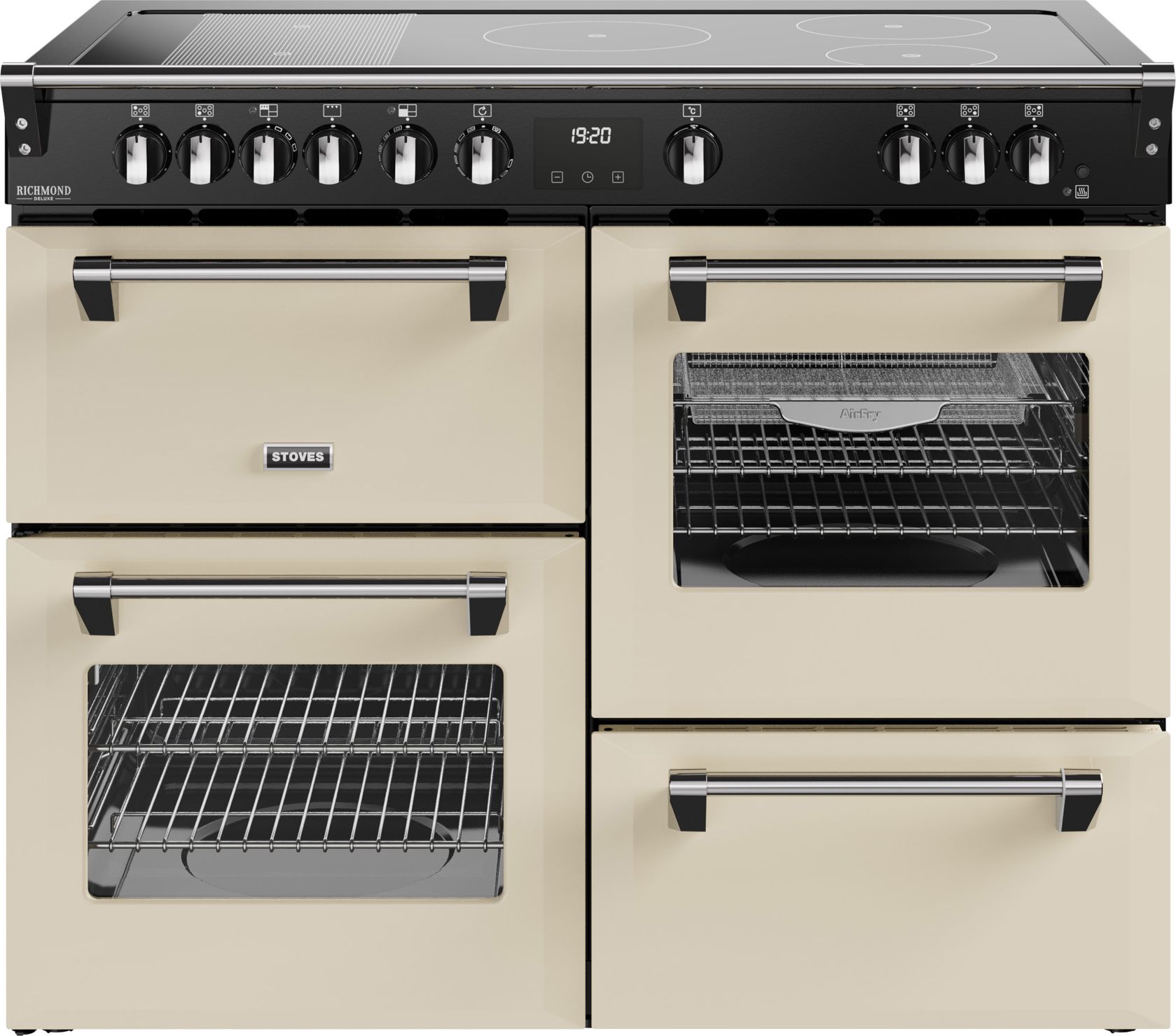 Stoves Electric Range Cooker - 4 Ovens - 5 Zone Induction Hob - Cream