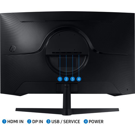 Samsung Odyssey G55C 32" Quad HD 165Hz Gaming Monitor with FreeSync - Black - annotation - port shot