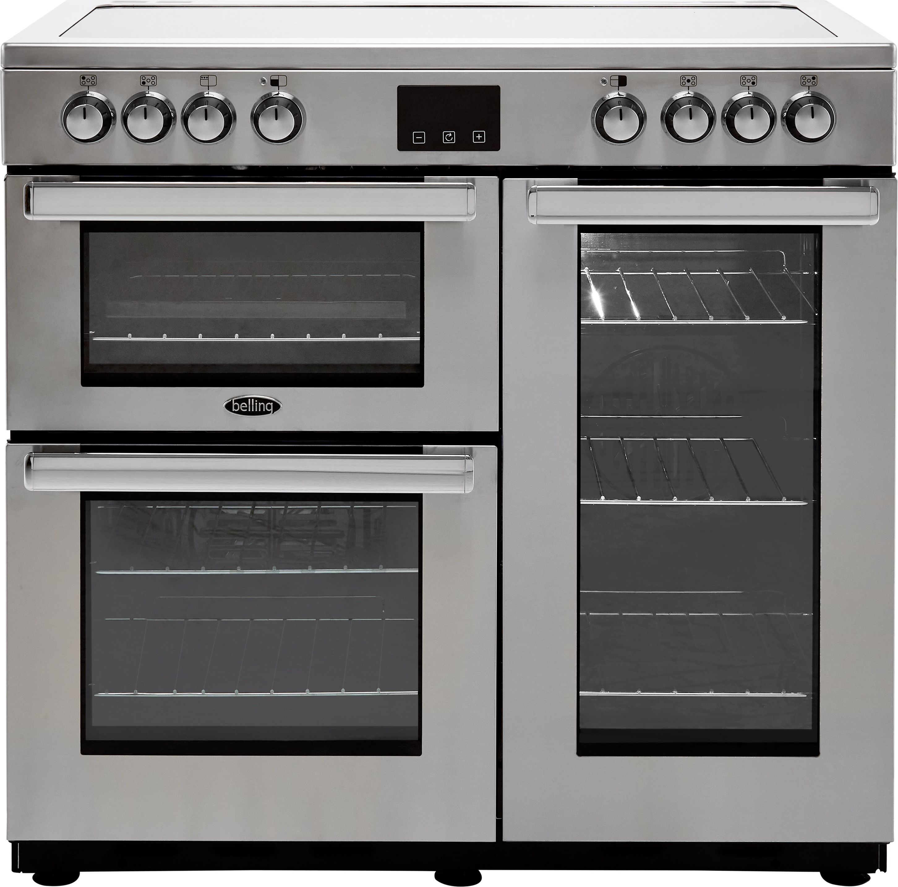 Belling Cookcentre90EProf 90cm Electric Range Cooker with Ceramic Hob - Stainless Steel - A/A Rated, Stainless Steel