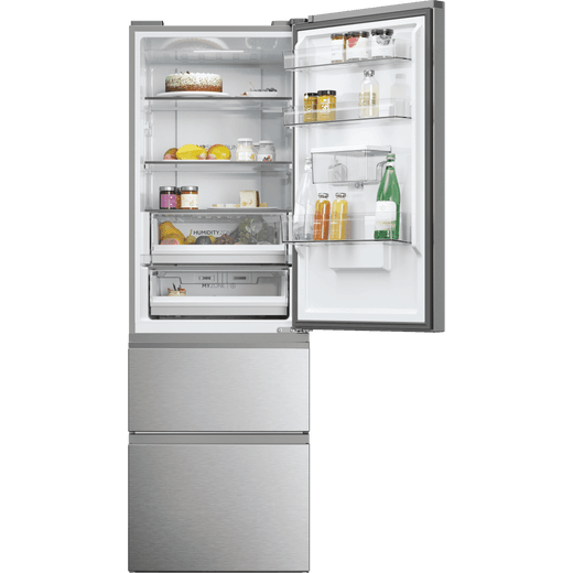 Haier 3D 60 Series 5 60/40 Total No Frost Fridge Freezer - Stainless Steel - Front with door open shot