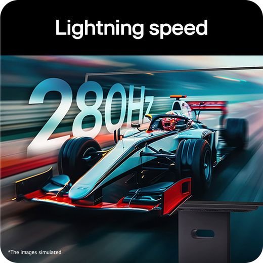 LG 27" Quad HD 280Hz OLED Gaming Monitor with FreeSync™ Premium Pro with NVidia G-Sync - Black - annotation - lighting speed shot