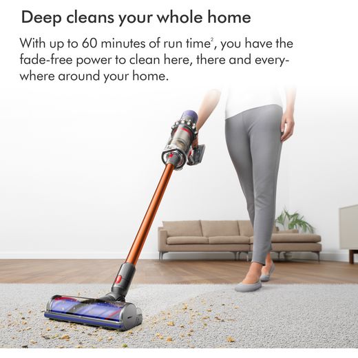 Dyson V10 Submarine Wet and Dry Cleaner - Blue / Silver - Annotation - 60 minutes run time
