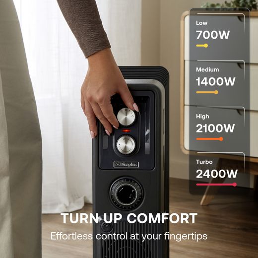 Dimplex Oil Free Radiator 2400W - Anthracite - Annotation - Turn up comfort shot
