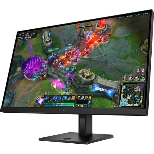 HP OMEN 27" Quad HD 280Hz Gaming Monitor with FreeSync™ Premium with NVidia G-Sync - Black - Left perspective shot
