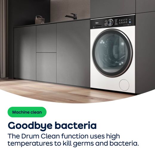 Midea MFA06W80BA10/W-UK 8kg Washing Machine with 1400 rpm - White  - AO Annotation - Drum-Clean