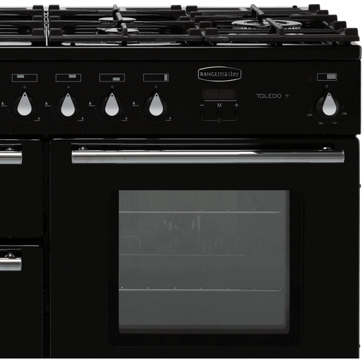 Rangemaster Toledo + 110cm Dual Fuel Range Cooker - Black / Chrome