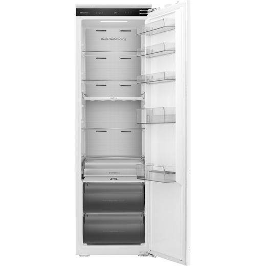 Hisense RL3B303SAWE Integrated Upright Fridge - White - Front with door open shot