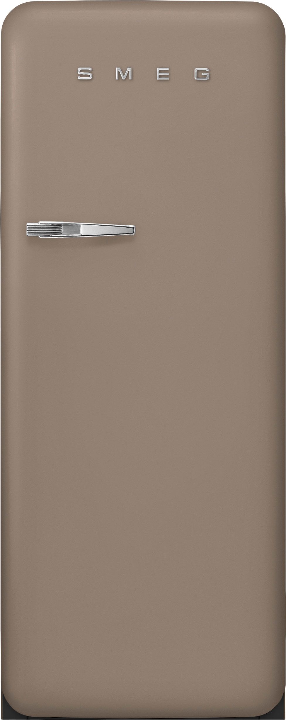 Image of Smeg 50s Style Retro Right Hand Hinge FAB28RDTP6 153cm Small Fridge with Ice Box - Taupe - C Rated, Brown