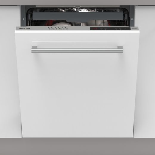 Sharp QW-NI1EI45EX-EN Fully Integrated Standard Dishwasher - Silver Control Panel - E Rated