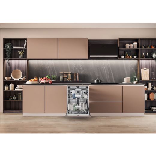 Hotpoint Standard Dishwasher - Stainless Steel - Dishwasher in kitchen with door open