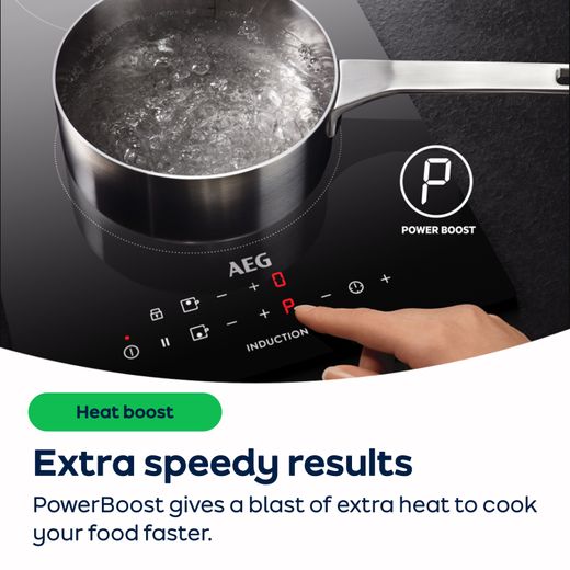 AEG HDB95623NB 88cm Induction Hob - Black - AO Annotation - PowerBoost