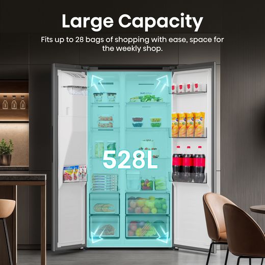 Hisense RS5P528STIE side-by-side refrigerator Freestanding 528 L Grey, Stainless steel_8