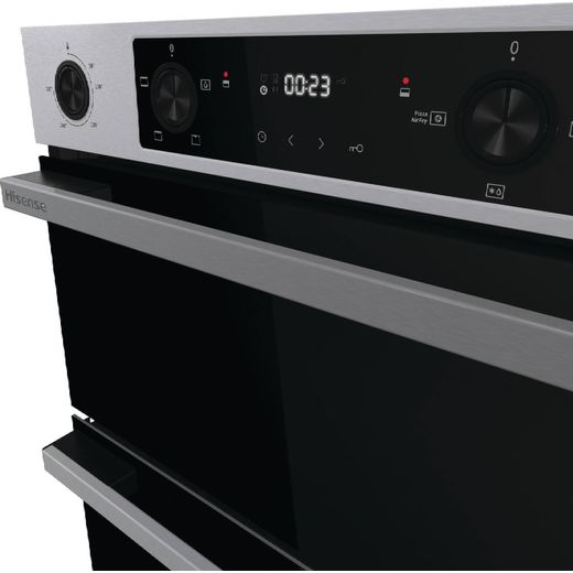 Hisense Hi6 Built In Electric Double Oven - Stainless Steel  - Close up handle shot 