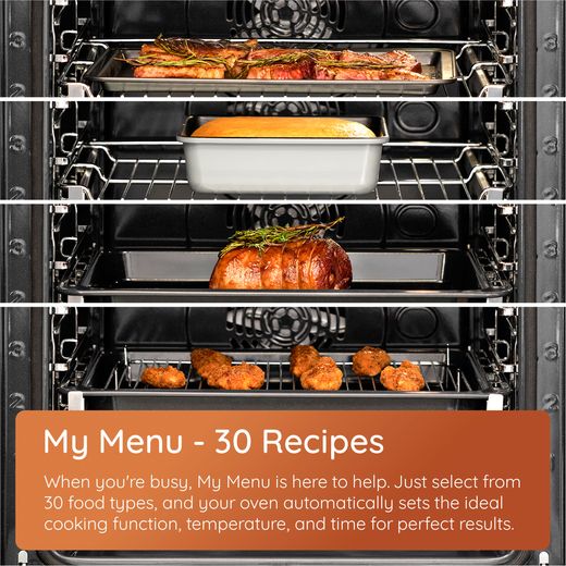 Hotpoint HOI4S8PM0XUK Built In Electric Single Oven with Pyrolytic Cleaning - Stainless Steel - Annotation - MyMenu_30_Recipes