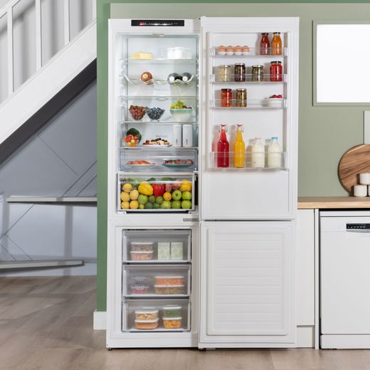 Bosch Series 4 70/30 Frost Free Fridge Freezer - White  - Fridge with door open shot