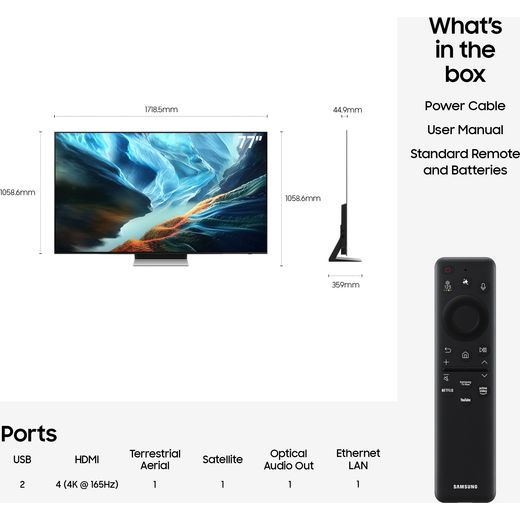 Samsung 77" 4K Ultra HD OLED Smart TV - annotation - dimension shot 