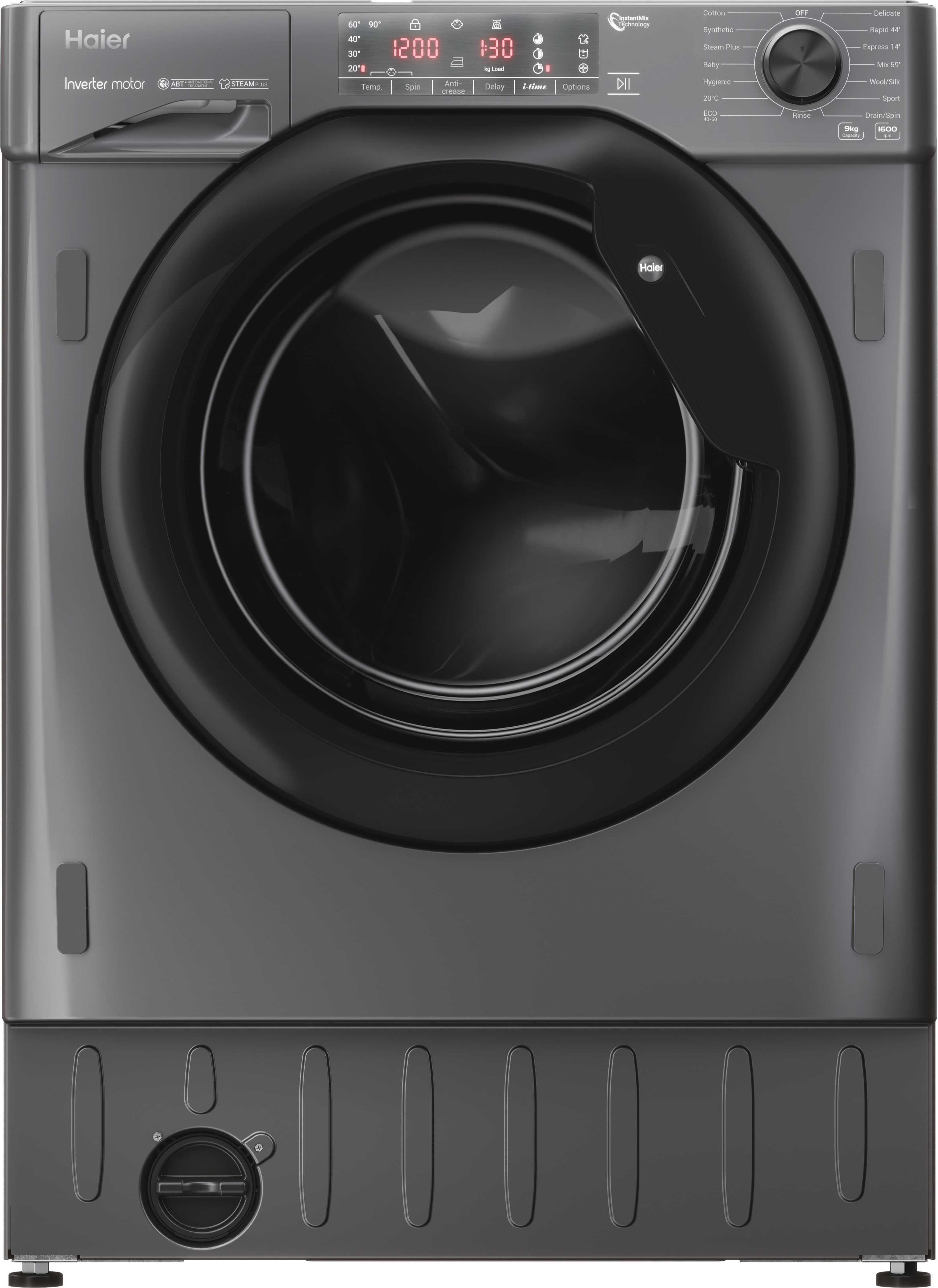 Haier Series 4 HWQ90B416FWBR Integrated 9kg Washing Machine with 1600 rpm - Anthracite - A Rated, Black