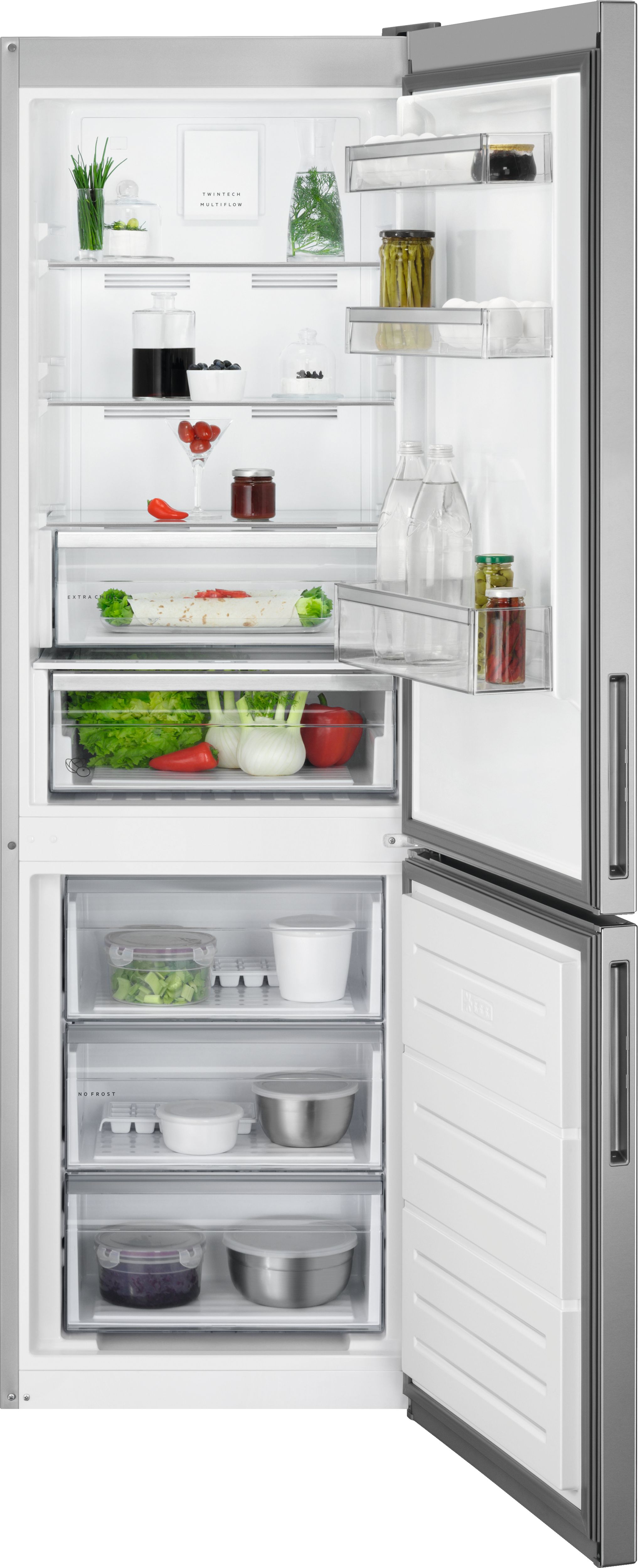 AEG 6000 TwinTech RCB632E2MX 70/30 No Frost Fridge Freezer - Stainless Steel - E Rated, Stainless Steel