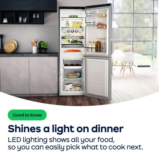 Hotpoint Integrated 50/50 Frost Free Fridge Freezer with Sliding Door Fixing Kit - White - AO Annotation - LED-Lighting