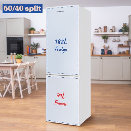 Russell Hobbs RH181TNF552E1W 181cm 60/40 Frost Free Fridge Freezer - White - Annotation -  split type shot