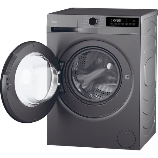 Hoover Pro Wash&Dry Series 3 HBWR 496B8G-80 Wifi Connected 9Kg / 6Kg Washer Dryer with 1400 rpm - Graphite - Left perspective with door open shot 