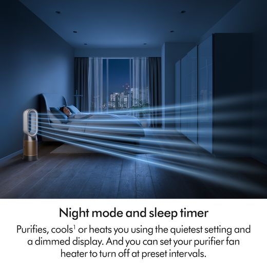 Dyson Hot+Cool HP2 De-Nox Air Purifier - White / Gold - Annotation - night mode shot