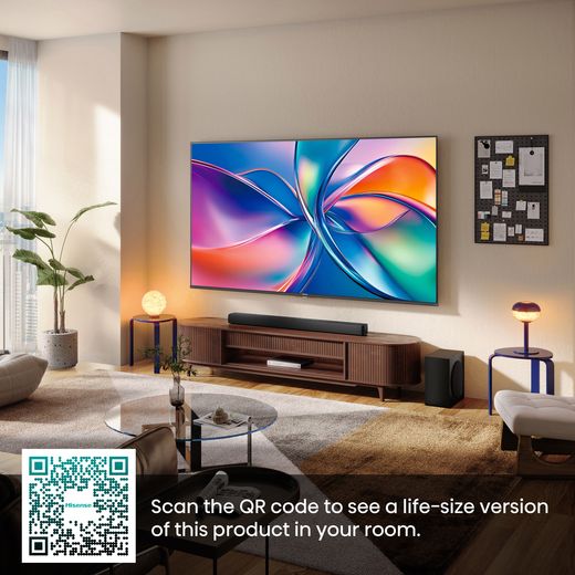 Hisense E7Q 43" 4K Ultra HD QLED Smart Freely TV - Annotation - Scan QR code shot