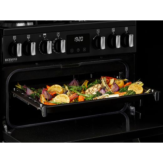 Stoves Richmond Deluxe 60Ei RTY 60cm Electric Cooker with Induction Hob - Black - Food cooking in grill shot