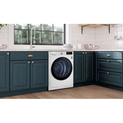 LG Series 4 ThinQ™ FDV709W Wifi Connected 9Kg Heat Pump Tumble Dryer - White - Tumble dryer in room