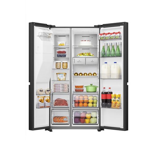 Hisense American Fridge Freezer - Black Stainless Steel - Doors open