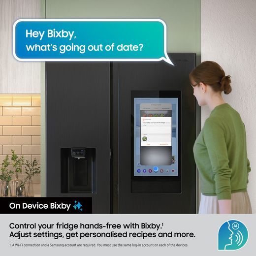 Samsung Family Hub™ American Fridge Freezer - Silver - Annotation - On device Bixby