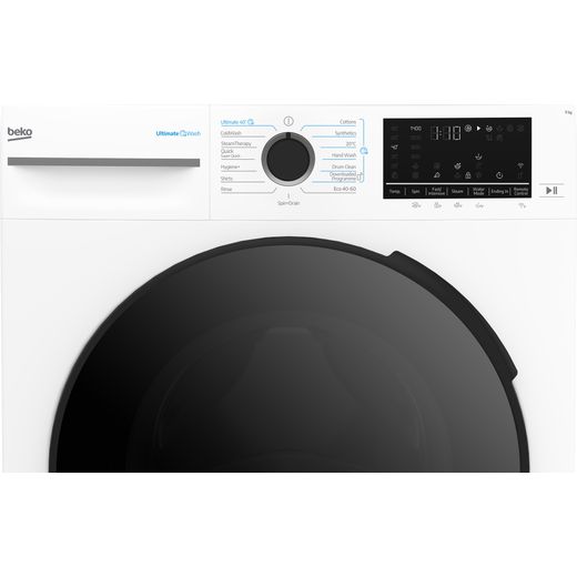 Beko BM5WT6943TW 9kg WiFi Connected Washing Machine with 1400 rpm - White - control panel shot