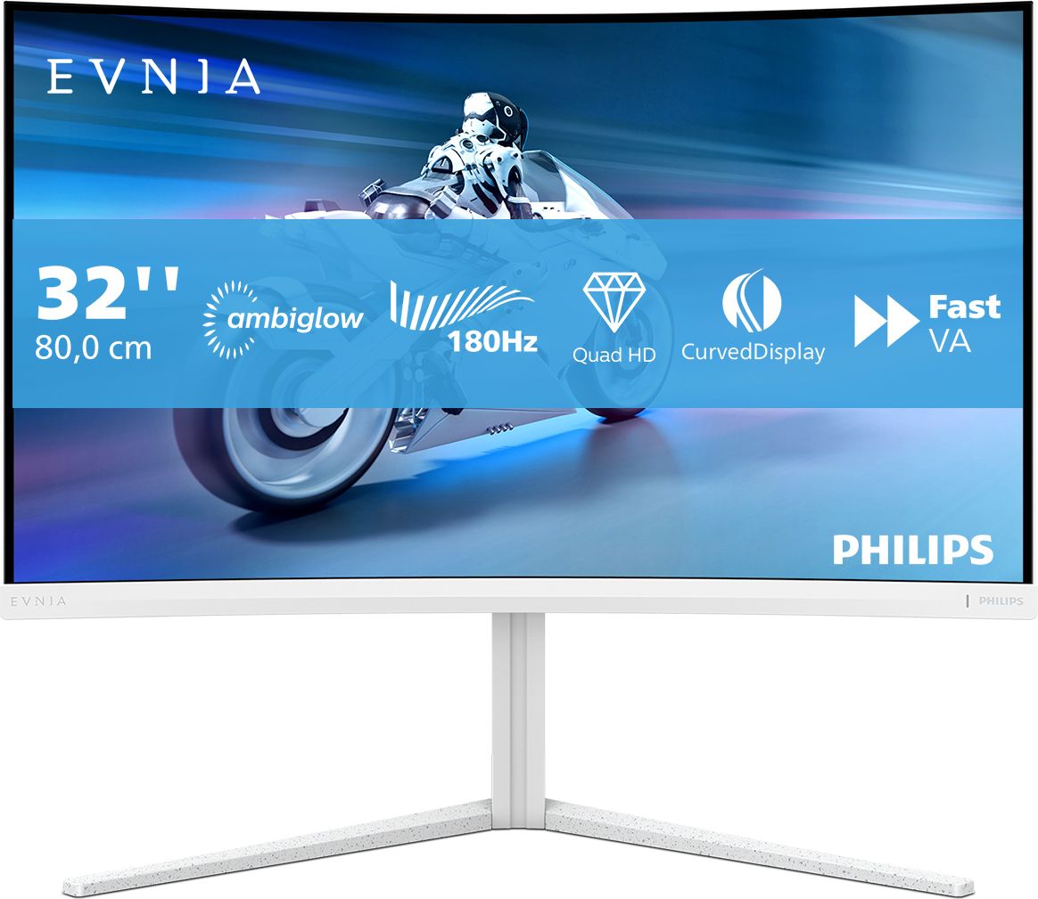 Philips White Evnia 32M2c5501/00 32" Curved Qhd 180Hz 0.5Ms Height Adjustable Gaming Monitor - Image 7