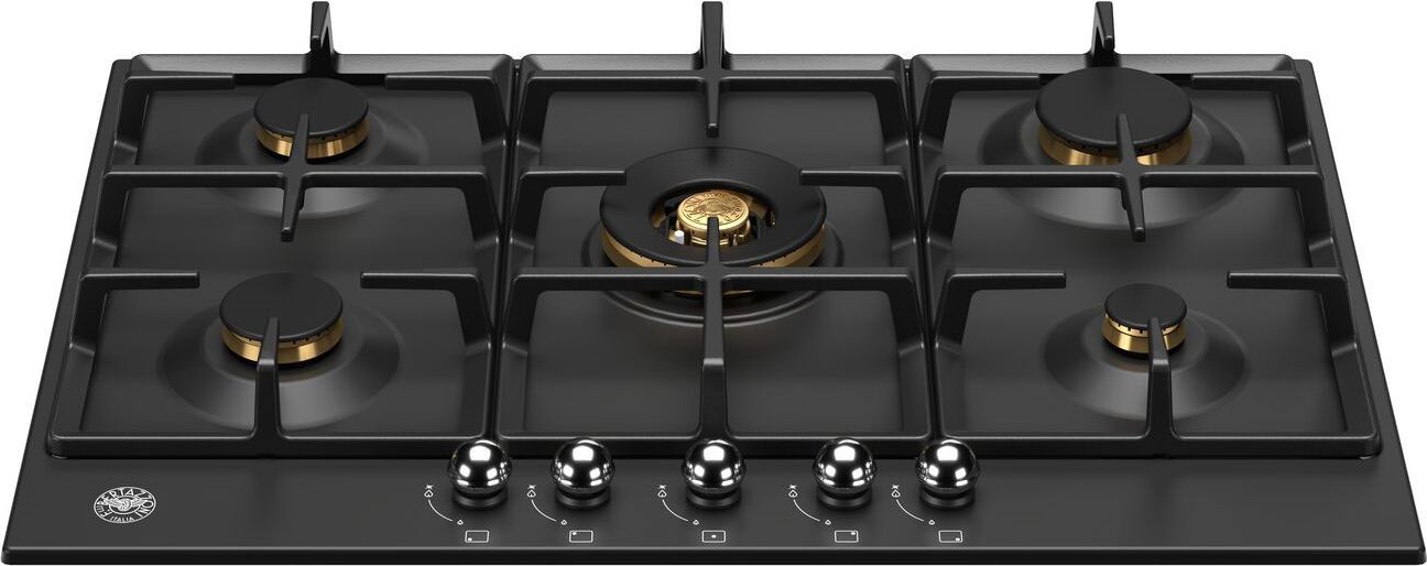 Bertazzoni - Gas Hob - 75cm - Black - 5 Burner - Cast Iron Pan Supports