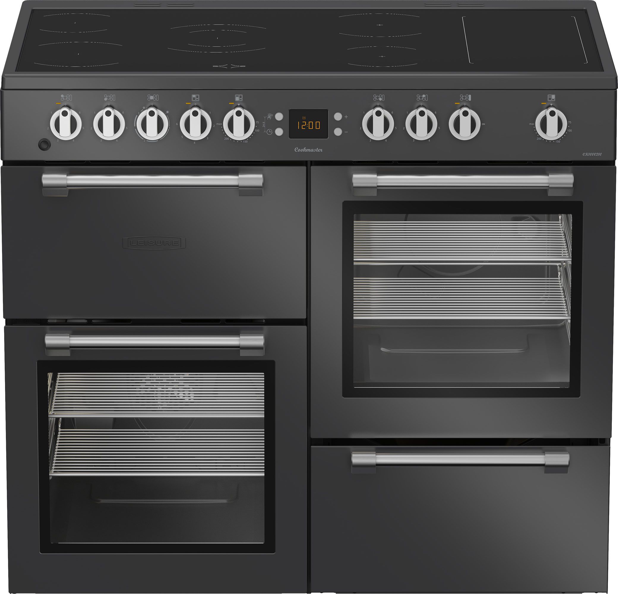 Image of Leisure Cookmaster CK100C210T 100cm wide Electric Range Cooker with Ceramic Hob - Anthracite - A Rated, Grey
