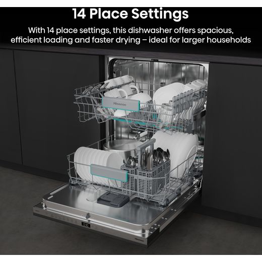 Hisense Integrated Standard Dishwasher - Black - Annotation - 14 place settings