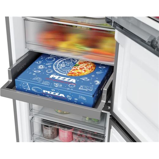 Hoover HONCQ3T518ENXK 185cm 50/50 Frost Free Fridge Freezer - Silver - close up tray shot