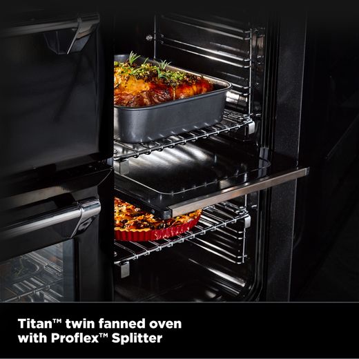 Stoves Richmond Deluxe 90DF 90cm wide Dual Fuel Range Cooker with Gas Hob - Garnet Red - Annotation - Titan Twin