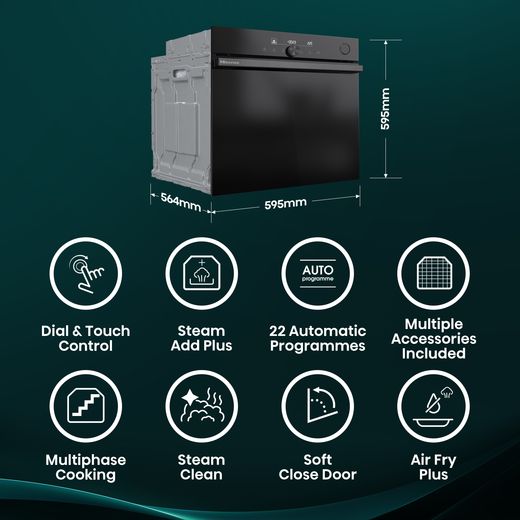 Hisense Hi6 SE BSA66331ABDGUK Built In Electric Single Oven - Black - annotation - feature shot 