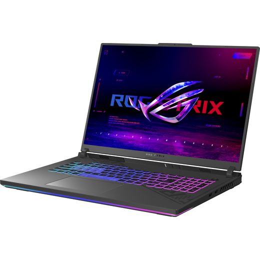 ASUS ROG Strix G18 Laptop - NVIDIA® GeForce RTX™ 5070, AMD Ryzen™ 9, 1TB SSD, 32 GB RAM - Black / Grey - left perpsective shot