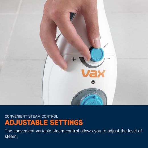 Vax Steam Clean Multi S85-CM Steam Mop with up to 15 Minutes Run Time and Detachable Handheld - White - Annotation - Adjustable settings
