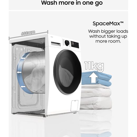 Samsung Series 6+ AI Energy AutoDose™ WW90DG6U85LEU1 9kg WiFi Connected Washing Machine with 1400 rpm - White - Annotation - SpaceMax