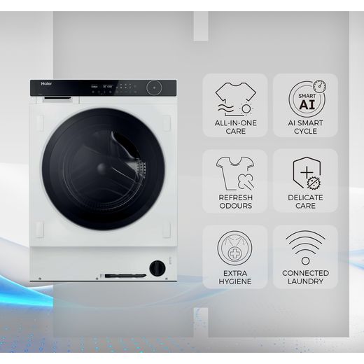 Haier Series 8 HWDB10B14858U1UK Wifi Connected Integrated 10Kg / 6Kg Washer Dryer with 1400 rpm - White - Annotation - feature